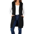 thumbnail image 5 of Turilly Women's Mid-Length Hooded Sleeveless Waistcoat Full Zip Casual Vest with Pockets Longline Outerwear Jacket for Fall Daily Outings, 5 of 6