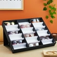 thumbnail image 2 of 18 Slot Sunglass Organizer, Display Case Storage for Women and Men, Eyeglasses (Black, 18.7 x 14.9 x 2.4 In), 2 of 10