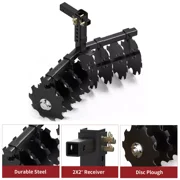 Dextrus universal 32 Cut Width Disc Plow Harrow with 2 Receiver Hitch Mount for ATVs /UTVs Heavy Duty