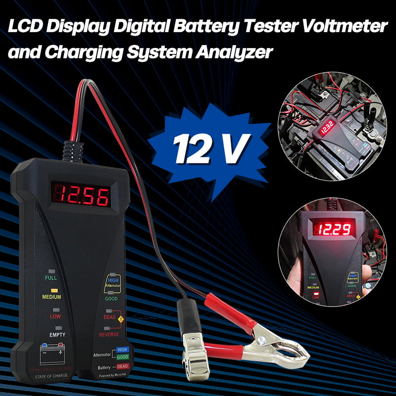 12V Digital Car Battery Tester Voltmeter Charging System Analyzer w/ LCD Display 