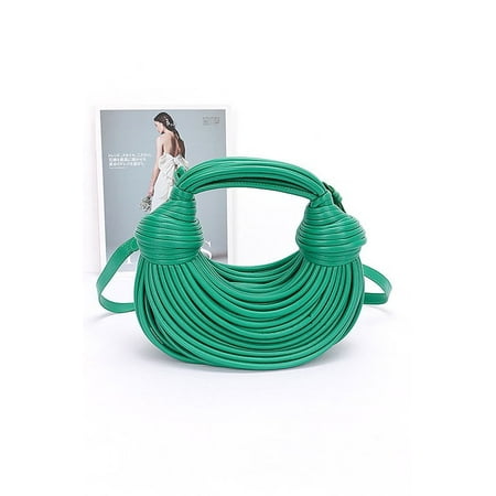 FASHNZFAB Faux Leather String Rope Top Handle Swing Bag