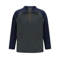 thumbnail image 4 of Lovskoo Long Sleeve Shrits for Men Stand Collar Polar Fleece Vintage Sweatshirt Casual Half Zipper Pullover Fashion Color Block Sweatshirts A-Gray, 4 of 8