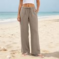 thumbnail image 2 of DHFJKG Wide Leg Pants For Women Casual Summer Loose Fit Drawstring Waist Lightweight Plain Palazzo Pants, 2 of 8