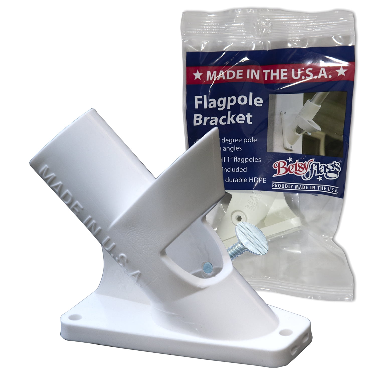 1in HDPE Bracket Betsy Flags 2-Position, Mounting Hardware, White