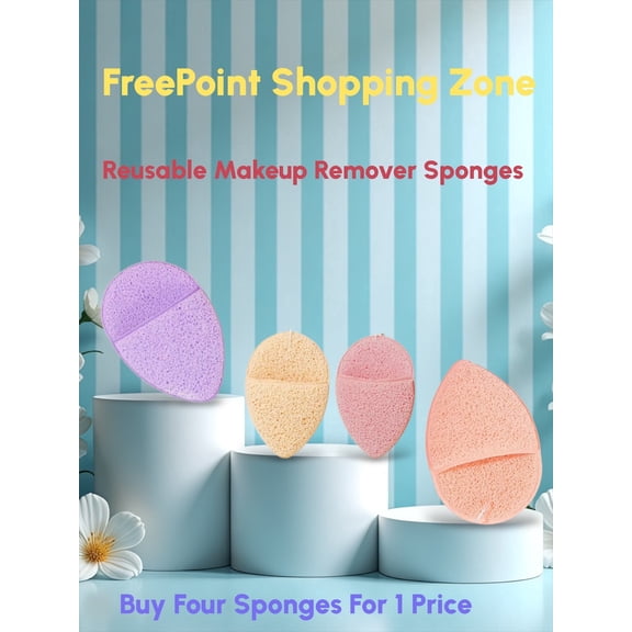 FreePoint Shopping Zone Makeup Remover Sponges, 4-Count Set, Foam, 10cm x 6cm