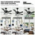 thumbnail image 6 of Parrot Uncle 52" Modern Black 5-Blade Ceiling Fan with Remote and Lights, Down Rod Ceiling Fan, LED Ceiling Fan, 6 of 12