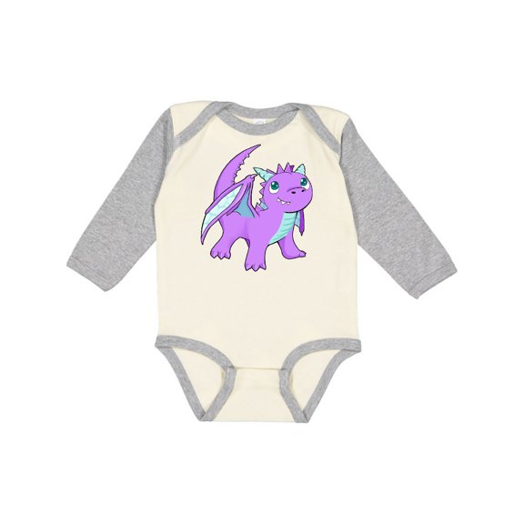 Inktastic Cute Baby Purple Dragon Boys or Girls Long Sleeve Baby Bodysuit