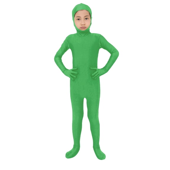 EnJoCho Spandex Bodysuit for Teens Halloween Open Face Jumpsuit Full Body Suit Hooded Zentai Suits High Stretch Unitard Breathable Full Bodysuit