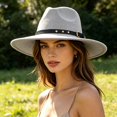 thumbnail image 2 of Unisex Fedora Wide Brim Hat Classic Beach Style Outdoor Sun Lightweight Travel Headwear For All Seasons, D-Light Gray, 2 of 5