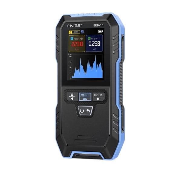 FNIRSI 4-in-1 EMF Detector, Electromagnetic Radiation Tester ERD-10 for EF/MF/RF & Temperature, Rechargeable Meter with Alarms & Curve Mode for Home Appliances & Electronics