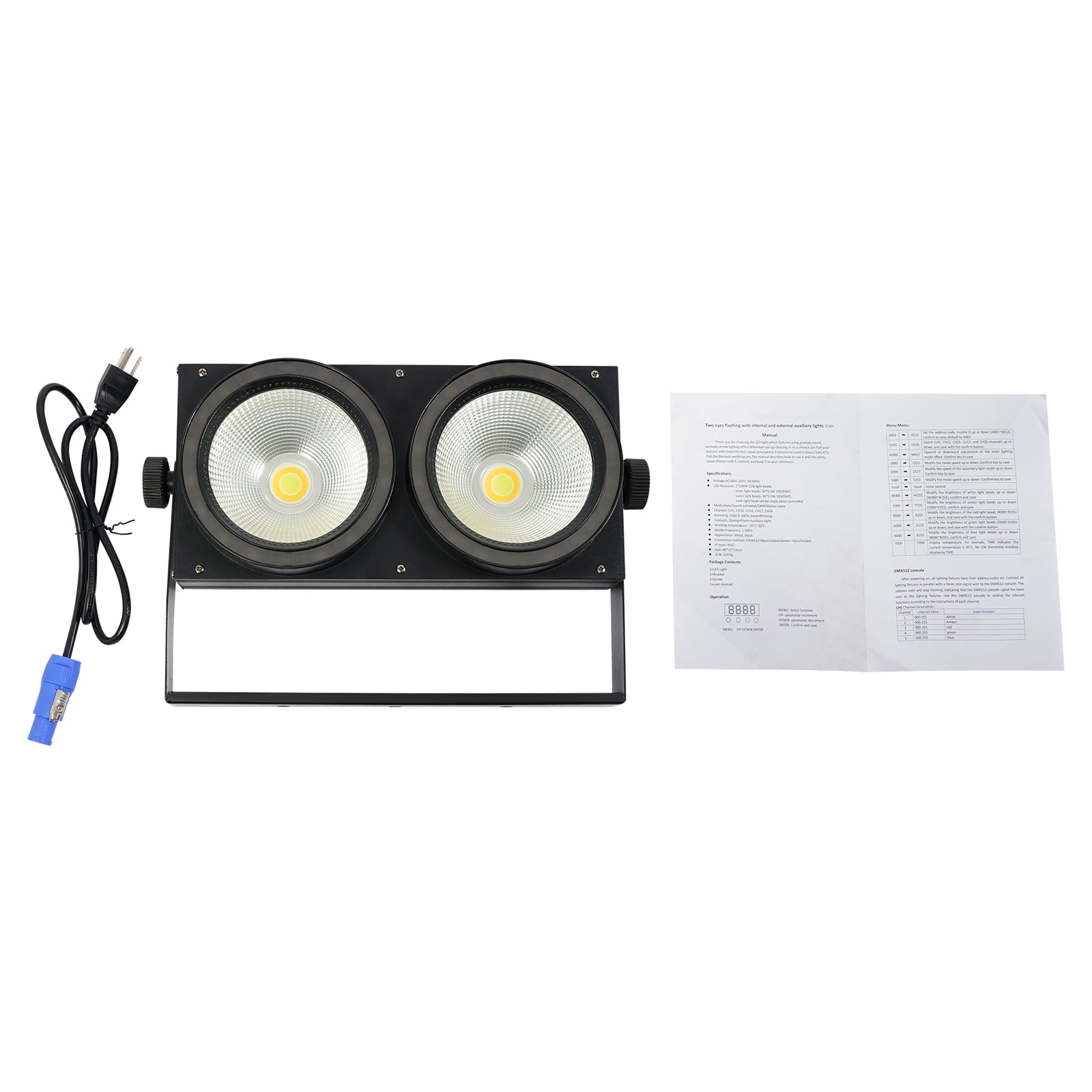 Miumaeov 200W COB Par Light Multicolor 2-Eyes LED COB Par Lamp Stage Lighting Effect DMX