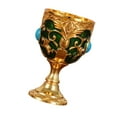 thumbnail image 3 of Fiocias Vintage Medieval Goblet Desktop Decor Party Supplies Engraved Wedding Zinc Alloy Gold Green, 3 of 9