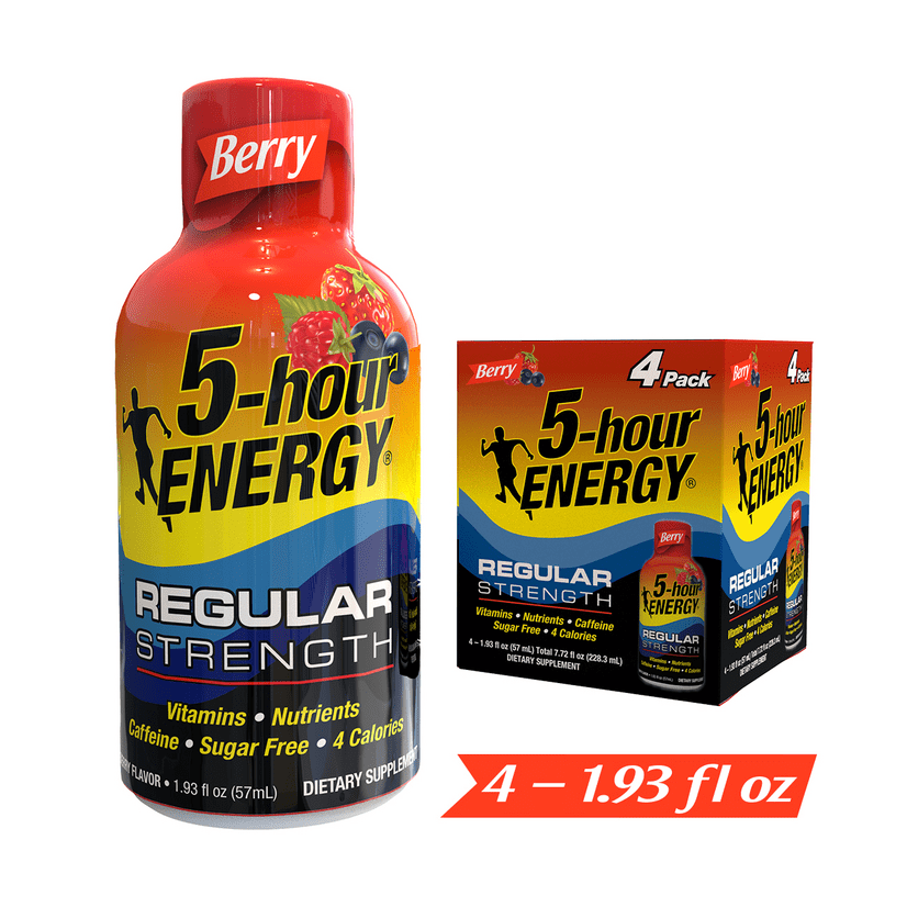 5hour ENERGY® Shot, Regular Strength, Berry, 1.93 oz, 4 Count