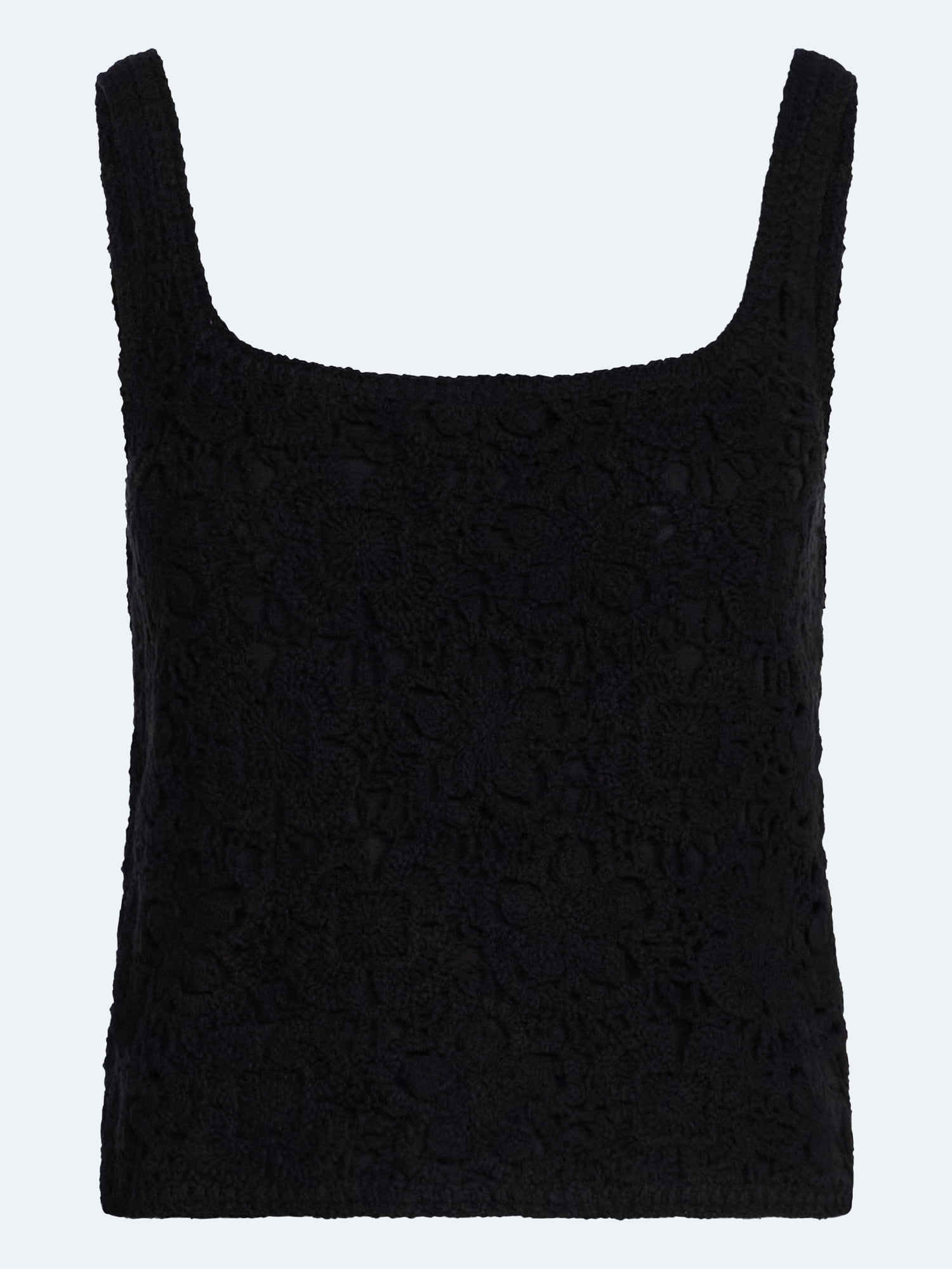 Scoop Women's Square Neck Crochet Cotton Tank Top, Sizes XS-XXL