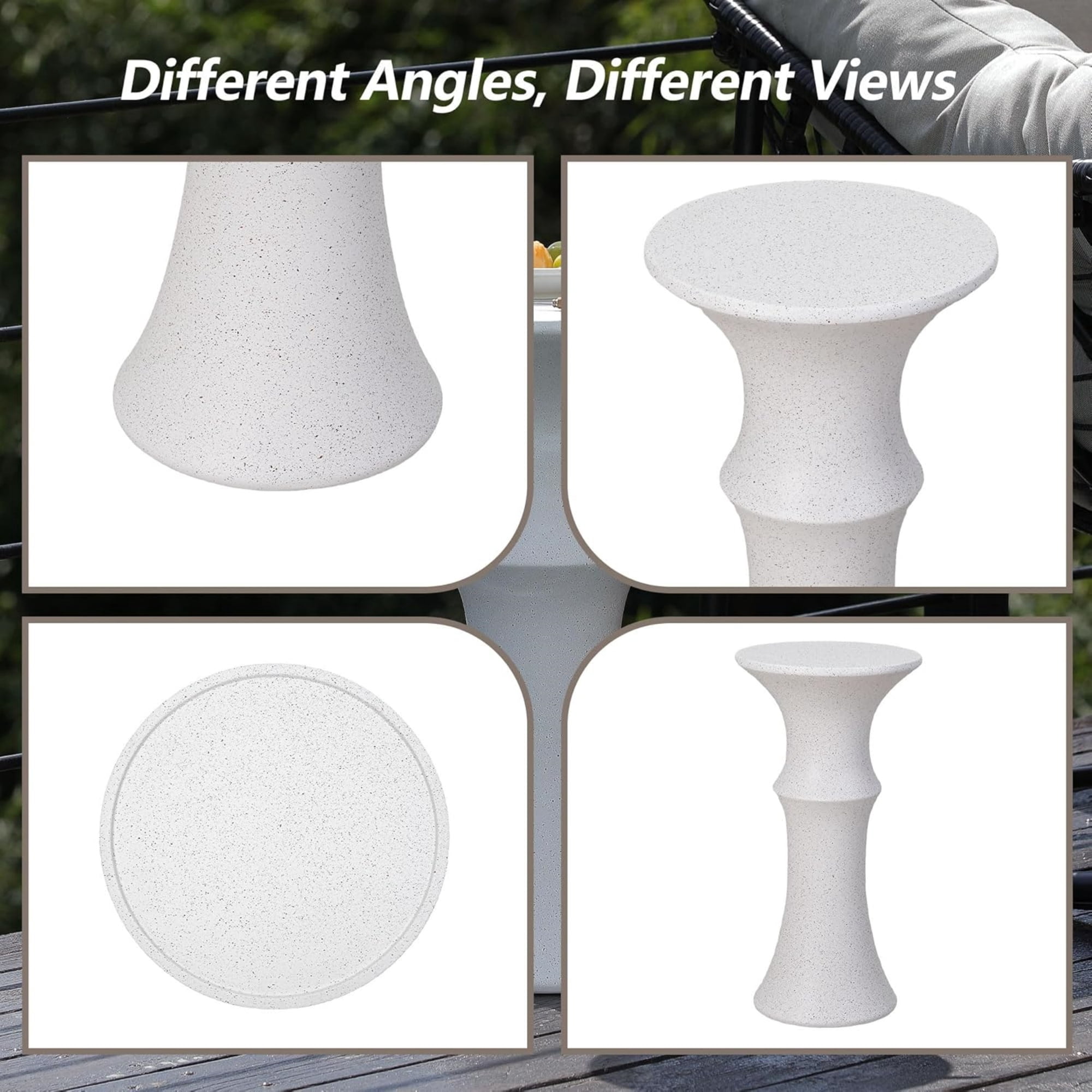 T-Patio Round Outdoor End Table, Decorative MGO Classic Side Table, White, Set of 1