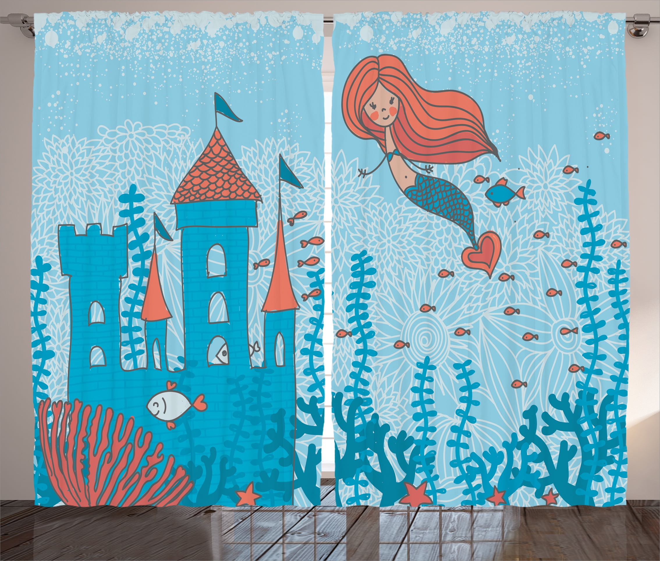 Kids Curtains 2 Panels Set Illustration Art Of Little