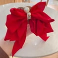 thumbnail image 3 of SSKFHGI Red Bow Hairpin Chiffon Pearl Clip Side Clip Cute Female Hair Accessories, 3 of 7
