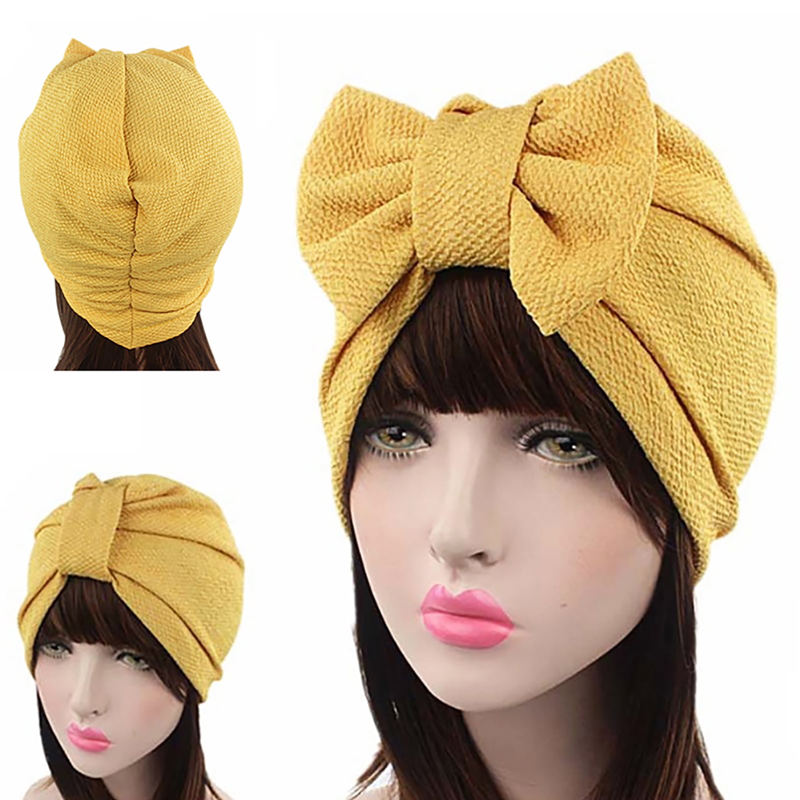 wofedyo Hats For Men Women Knot Pleated Head Hat Cap Headwear Turban Cap  Headwrap Turban Cap Baseball CapGold 