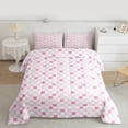 thumbnail image 2 of jejeloiu Pink Plaid Pattern Twin Comforter Sets,Modern Geometric Aesthetic Bedding Set For Girls Kids Reversible 2-Piece, 2 of 8