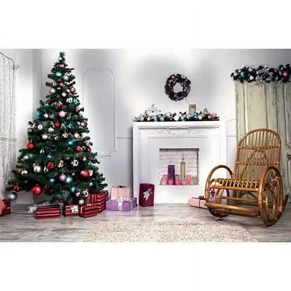Happy New Year Photography Background Fireplace Wreach Xmas Trees Photoz Backdrop Childr Studio Photocall Supplies