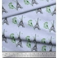 thumbnail image 3 of Soimoi Blue Cotton Duck Fabric Artistic Floral & Eiffel Tower Architectural Printed Craft Fabric by the Yard 42 Inch Wide, 3 of 3