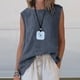 thumbnail image 1 of Craaazy Women Casual Sleeveless Tank Top, Solid Color Loose Fit Round Neck Vest, High Low Hem Asymmetric Top for Daily Wear Gifts, 1 of 7