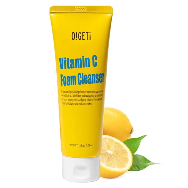 ¡Oh! ¡Consigue! Limpiador facial suave en espuma diaria con vitamina C - Limpiador vitalizante de poros que hidrata y revitaliza para una piel más luminosa y clara - 120 g