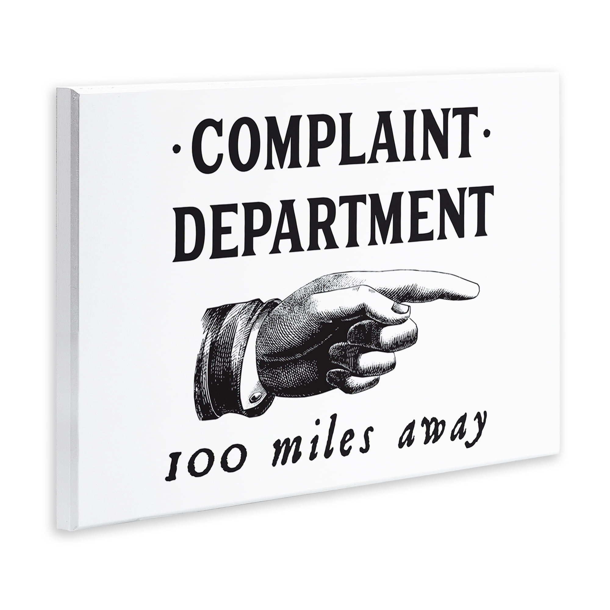 Stupell Industries Complaint Department Pointing Typography Painting Unframed Art Print Wall Art, 19 x 13