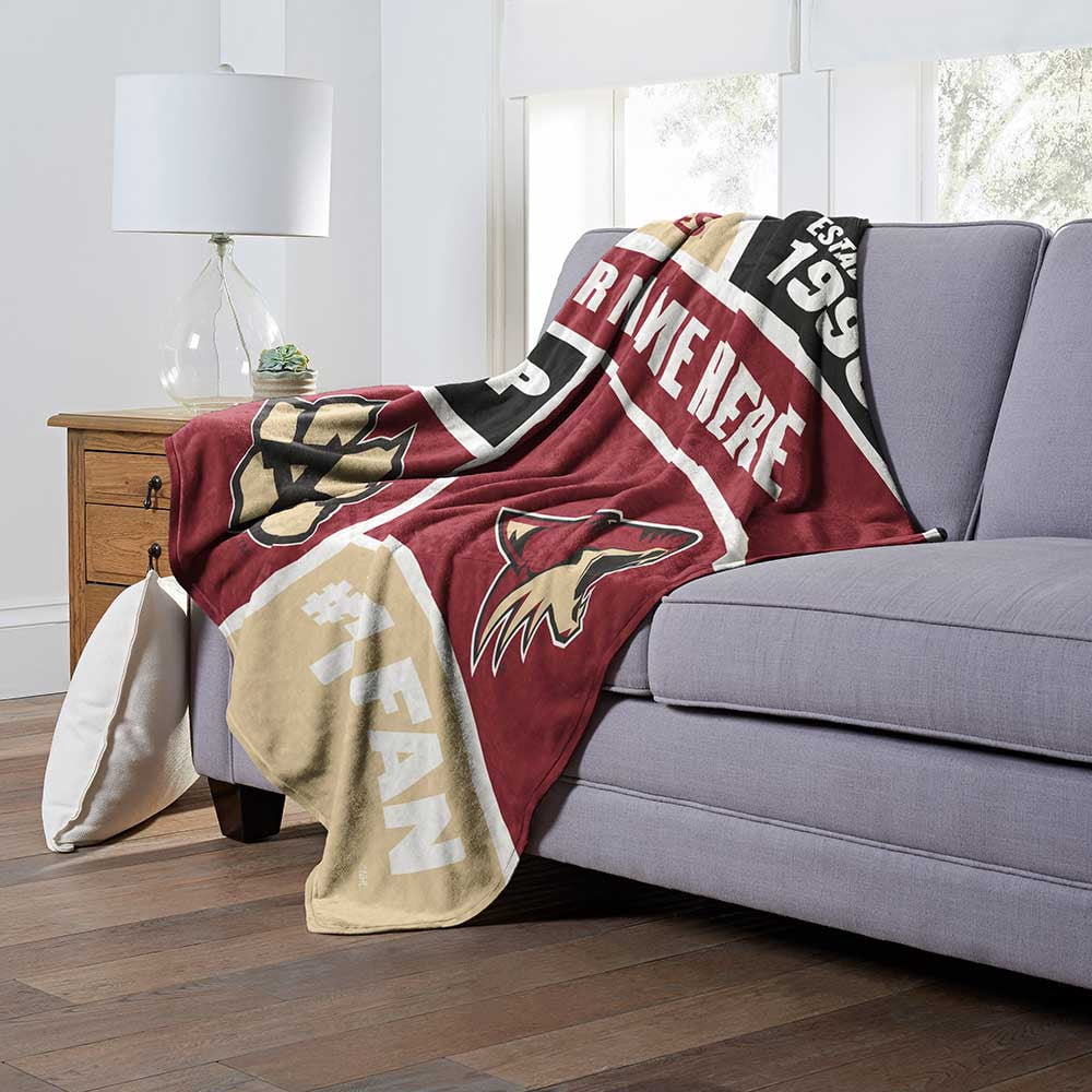 Arizona Coyotes NHL Colorblock Personalized Silk Touch Throw Blanket, 50" X 60"
