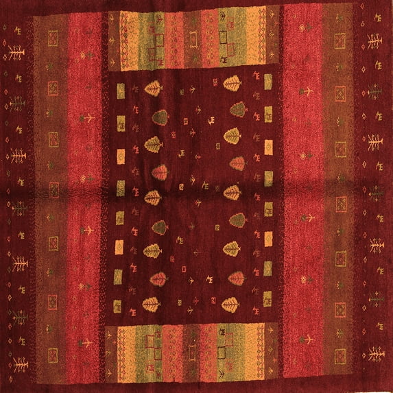 Ahgly Company Indoor Square Oriental Orange Traditional Area Rugs, 7' Square