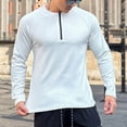 thumbnail image 4 of ZCFZJW Men's Quick-Dry Active Sports Shirts Lightweight Casual Solid Color Quarter Zip Long Sleeve Running Pullover Tops Outdoor Sweatshirt White XXL, 4 of 4