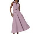 thumbnail image 3 of Women 2 Piece Skirt Sets Sleeveless Collared ButtonTop Long Skirt L, 3 of 9