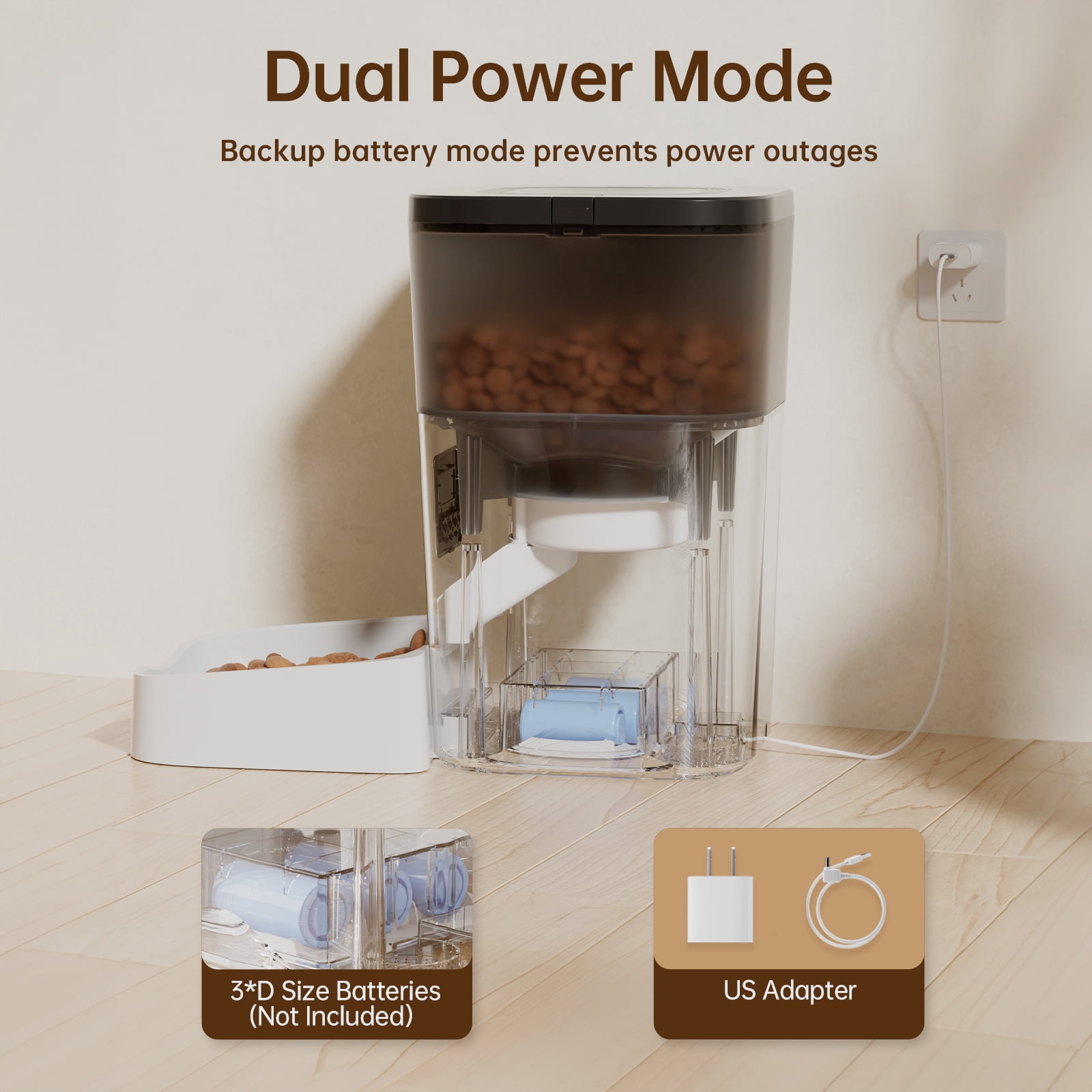 IMIPAW 3L Automatic Cat Feeder – Smart Pet Food Dispenser for Cats & Dogs with LCD Display, Programmable Timer, Dual Power Supply, 4 Meals/Day, 1–9 Portion Control, Easy to Clean, Fresh-Keeping Desi