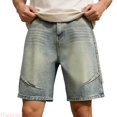 thumbnail image 2 of JTieacloth Mens Baggy Jean Shorts Casual Loose Fit Denim Shorts Summer Five Point Shorts(Yellow), 2 of 7