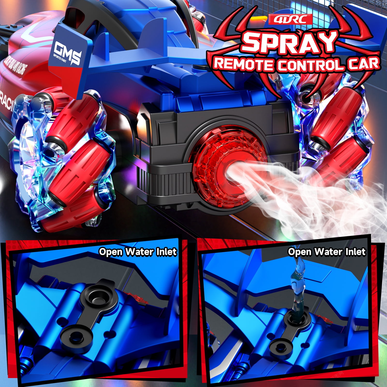 4DRC RC Racing Car, 1:12 4WD Toy Cars Buggy 2.4Ghz High Speed Remote Control Car Drift Car, Sideways Driving, with Watch Control.for Boys & Gift for Kids Red