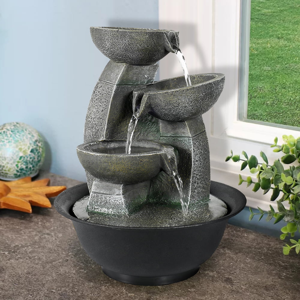 Elephant and Fisherman Design  Indoor Water Fountain Ceramic with Cascade Founta 