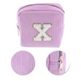 thumbnail image 4 of Unique Bargains 1 Pc Letter x Pattern Makeup Bag for Travel Pink Purple Corduroy, 4 of 6