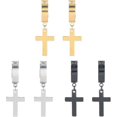 thumbnail image 3 of 3 Pairs Stainless Steel Clip On Hoop Earrings With Cross For Men Women, Non Piercing Silver Gold Black------Product code 60209, 3 of 5