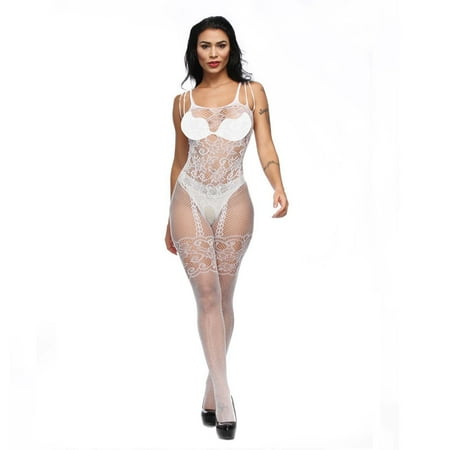 adviicd Black Fishnet Tights Womens Lingerie Dress Bodycon Fishnet Dress One Piece Mesh Teddy Fishnet Chemise Nightwear White One Size