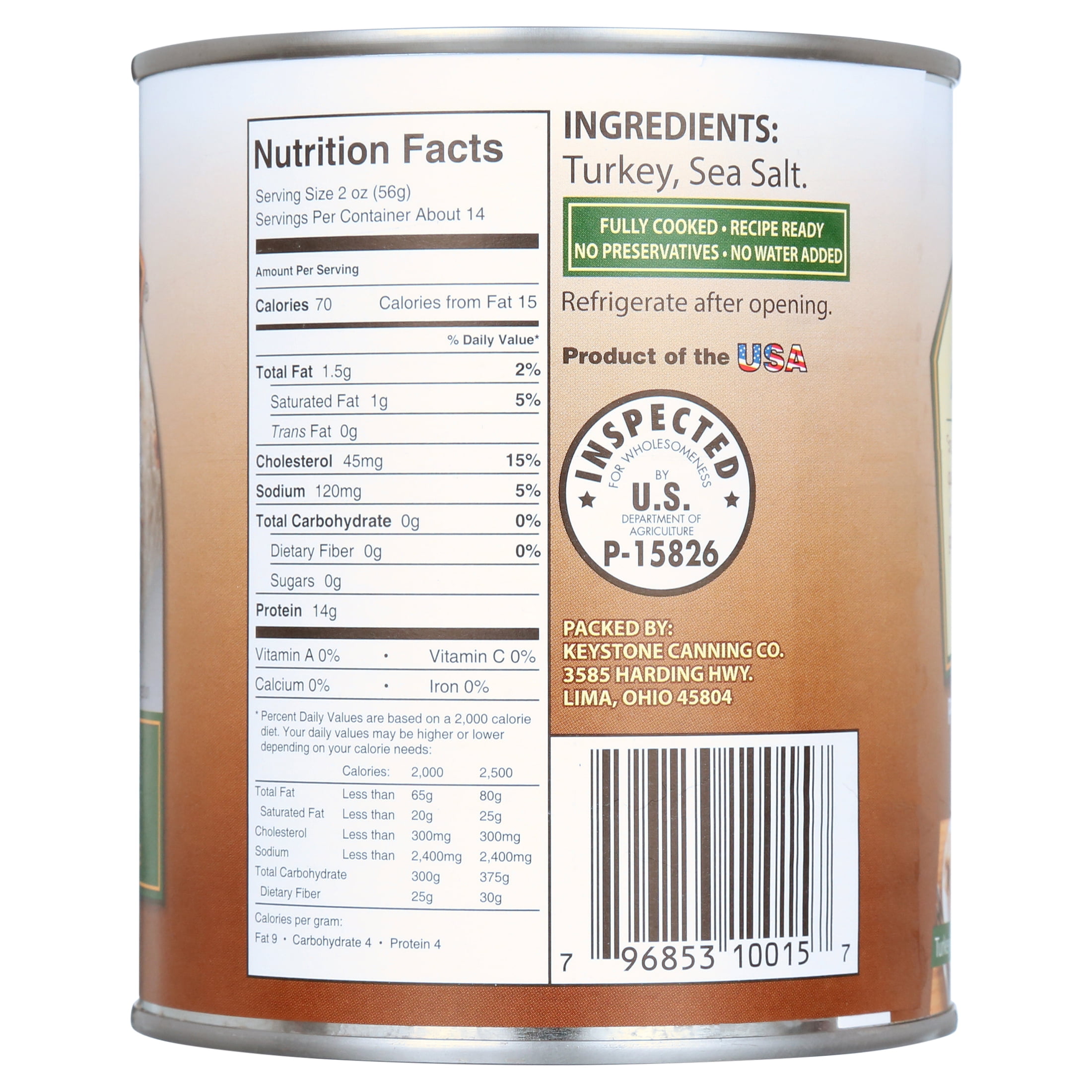 (4 pack) Keystone All Natural Turkey, 28 oz Can