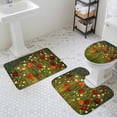 thumbnail image 3 of Red Wildflower Bathroom Rugs Set Spring Retro Flower Green Grass Oil Painting Style Non Slip Absorbent Soft Bath Mats 3 Piece Set with Bathroom Rug, U-Shaped Floor Mat, Toilet Seat Cover Small Size, 3 of 9