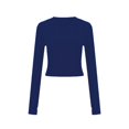 thumbnail image 3 of Jalioing Women's Long Sleeve Basic Tops Slim Fashion Crew Neck Crop Tops Summer Casual Solid Color T Shirt, 3 of 5