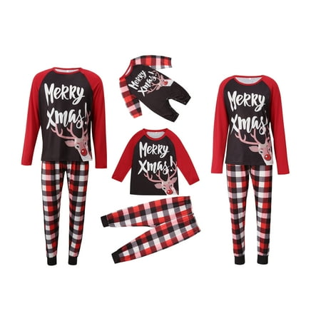 

wsevypo Family Matching Pajamas Christmas Jammies Clothes Cotton Holiday Nightwear Household Sleepwear Sets Long Sleeve Pjs