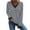 Gray, variant on Fesfesfes Women Flannel Shirt Fashion Casual Long Sleeve Lace Panel Button Solid V-Neck Top Blouse Under $10