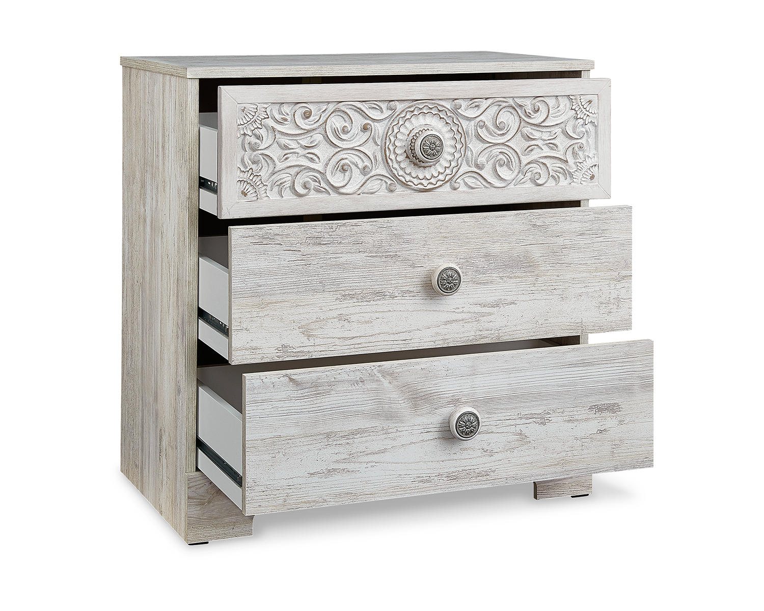 Signature Design by Ashley Paxberry Boho 3 Drawer Chest of Drawers, Whitewash