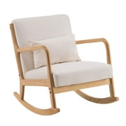 Stable Rocking Chair Durable Rocking Sofa Comfortable Lounge Chair Long-lasting Upholstery Beige