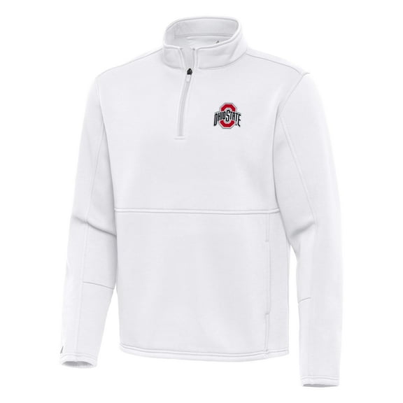 Men's Antigua White Ohio State Buckeyes Twist Quarter-Zip Pullover Jacket