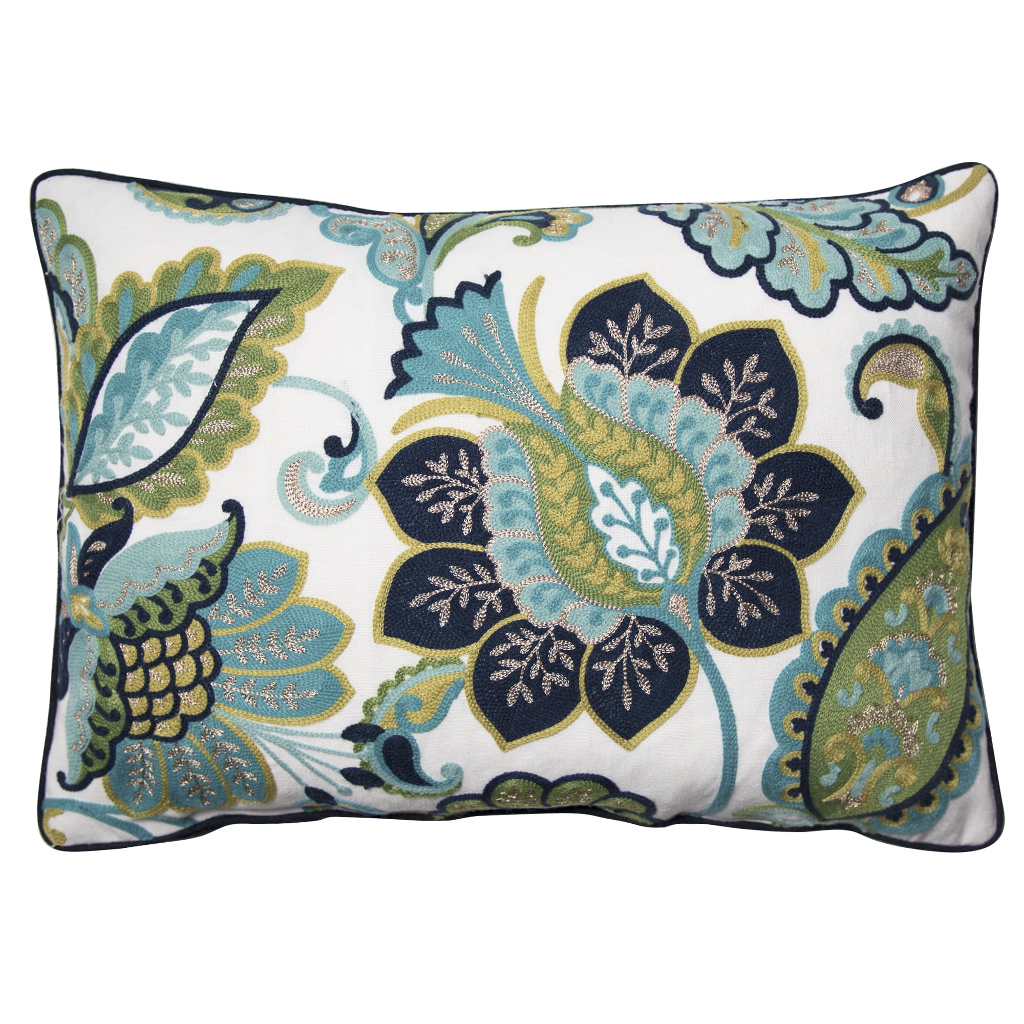 Better Homes and Gardens Paisley Floral Accent Pillow, 14" x 20", Green