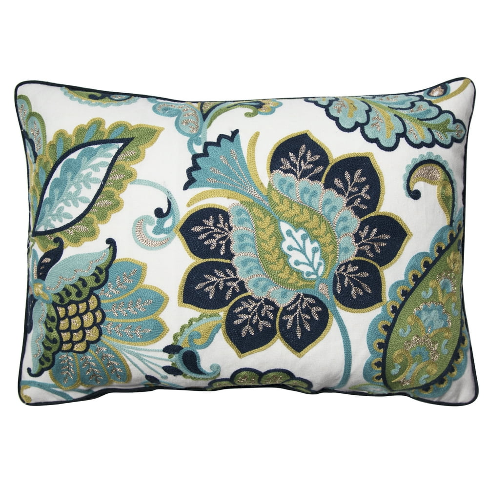 Better Homes and Gardens Paisley Floral Accent Pillow, 14" x 20", Green