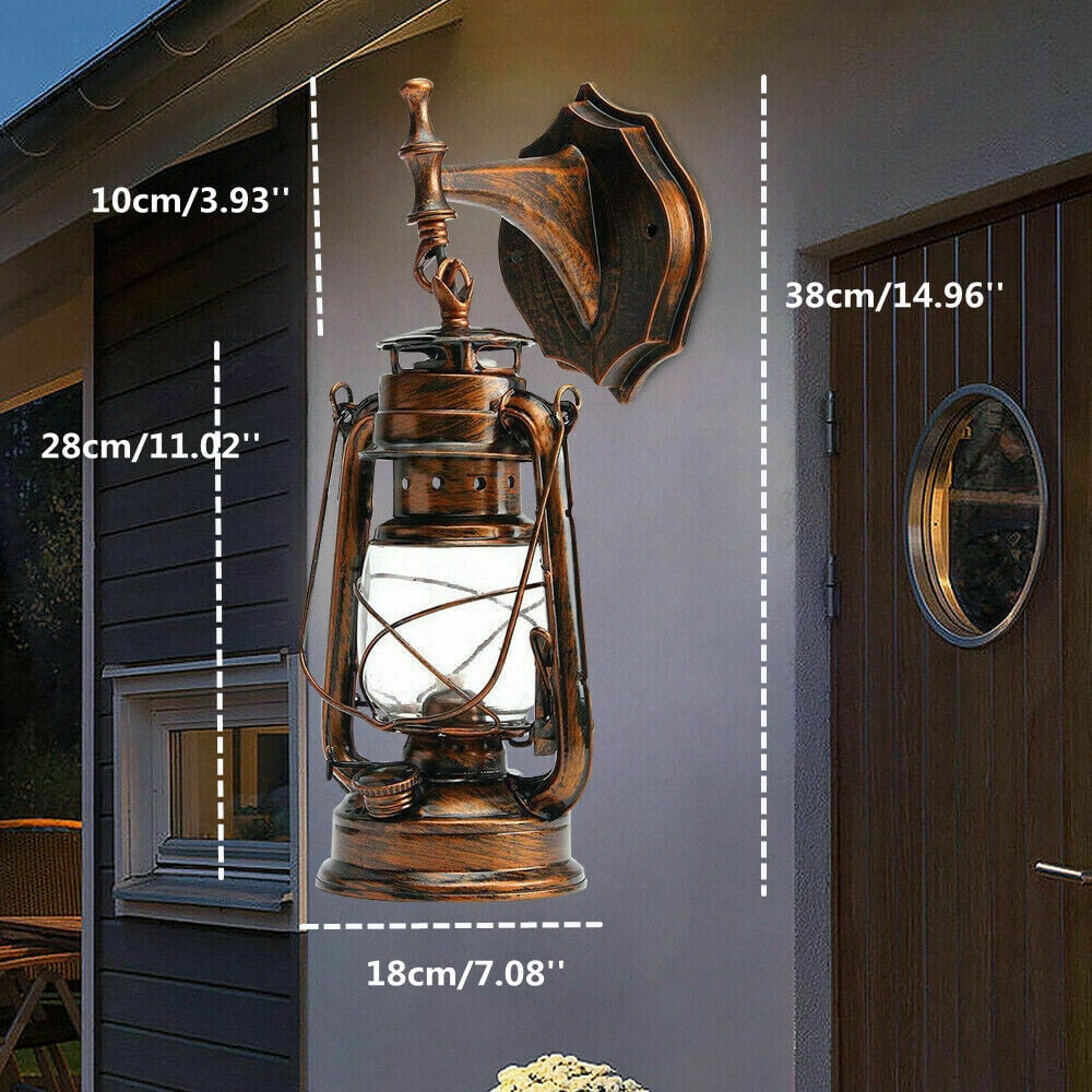 E27 Vintage Lantern Rustic Wall Light Retro Lamp Outdoor Porch Sconce Fixture Decor